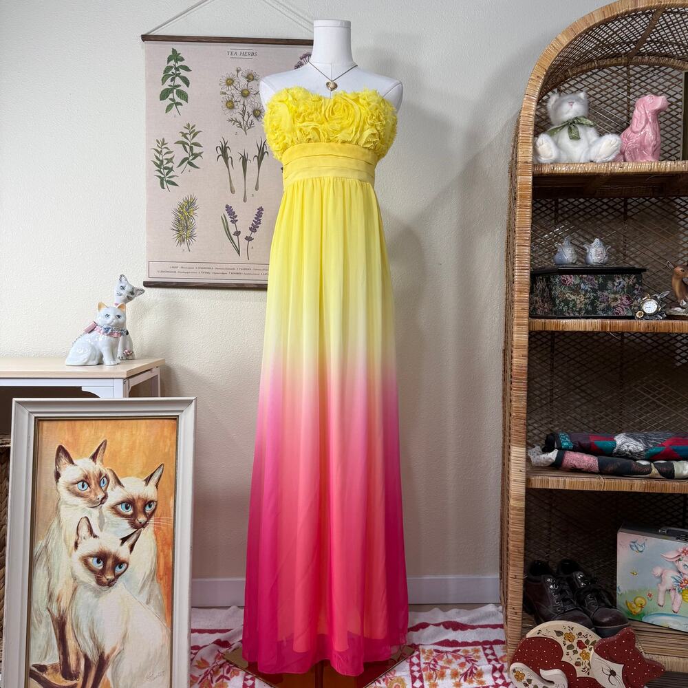 Y2k Babydoll Tie Back Strapless Formal Dress Coconut Girl Romantic Whimsy S 5